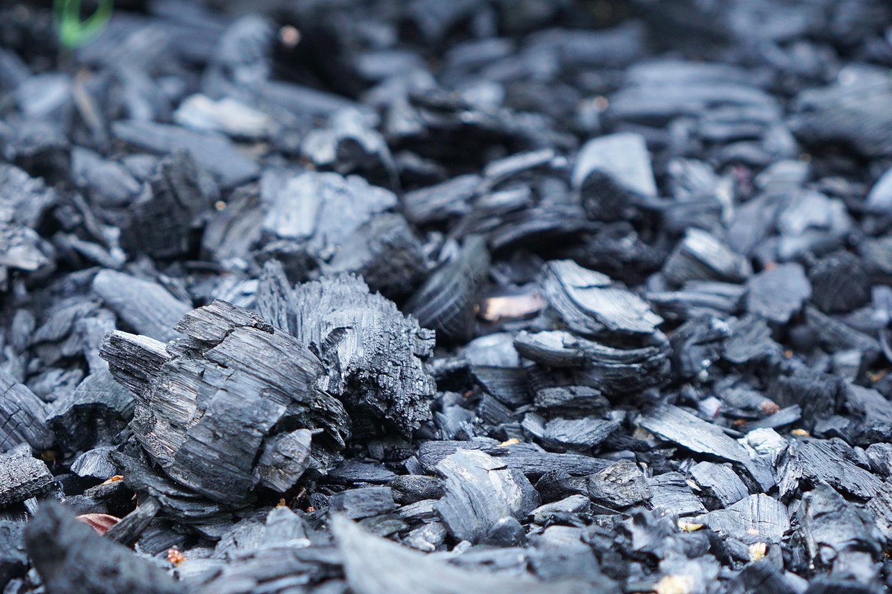 charcoal on the ground